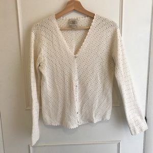 Vintage Laura Ashley Cotton Crochet Style Cardigan